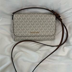 Michael Kors Cream and Brown Crossbody Bag